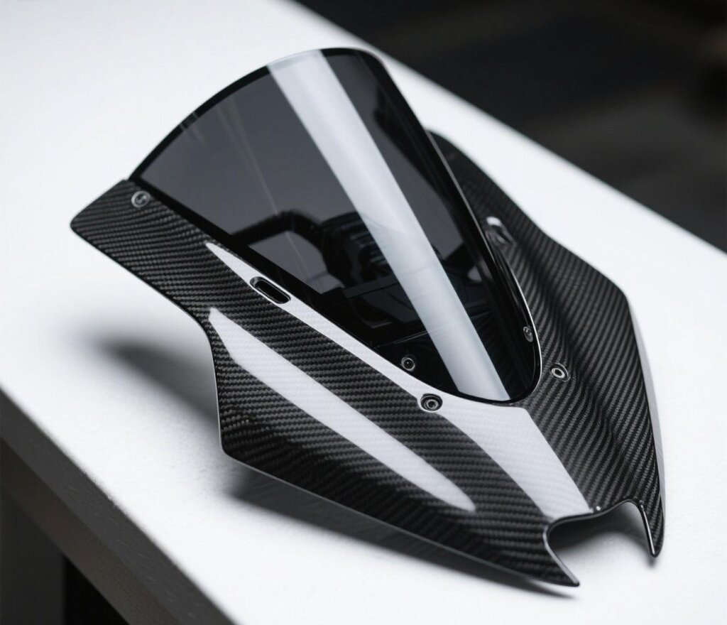 alt="Custom fender liner using carbon fiber composite sheets"