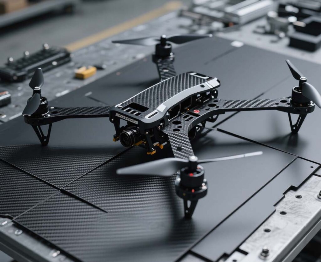 Drone frame panels made from carbon fiber 4x8 sheet; lightweight and strong carbon fiber drone components