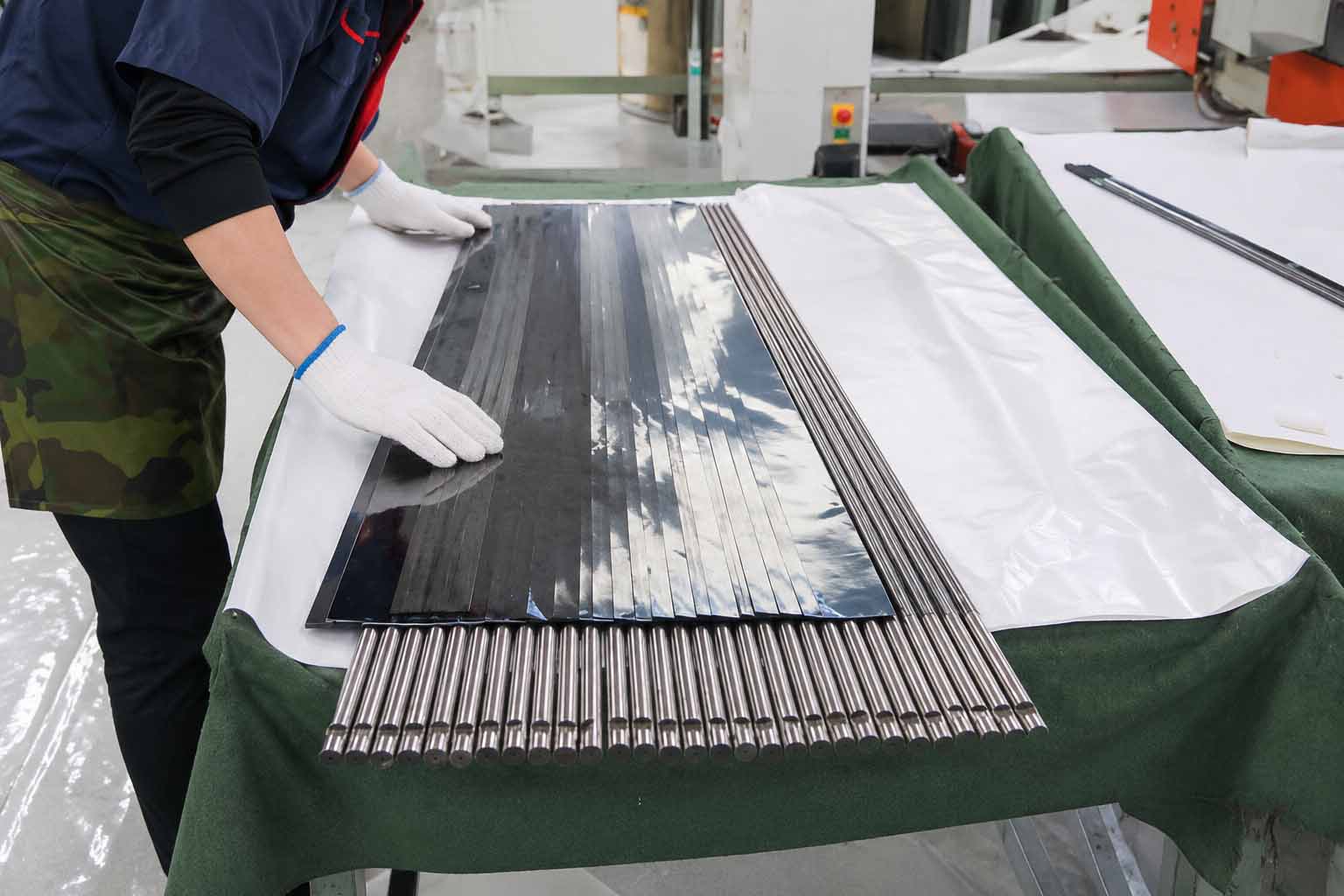 carbon fiber tubes in a modern factory