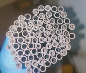 Measuring the outer diameter of a carbon fiber tubes for UAVs with a digital caliper